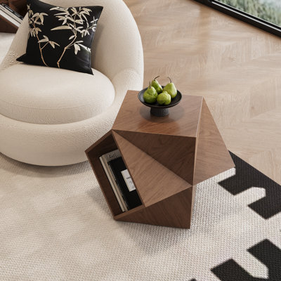 Coffee Table Three-dimensional Geometric Cutting Design, End Table Side Tables For Living Room Bedroom Balcony, No Assembly Needed