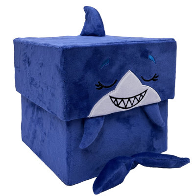 Happy Nappers: Adorable Storables - Shark - Bleu et blanc - Boîte à personnages 8 po et peluche Surprise 8 po avec pattes lestées, bac de rangement carré, enfants de 1 an et plus