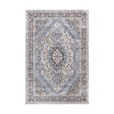 Loom & 6X9 Area Rug, Blue/Cream/, Stain , Non-Shedding, Enhances Eat-In Kitchen, Living Room, Bedroom, Dining Space Stain-, For Entryway, Nursery, Dorm Study, Office