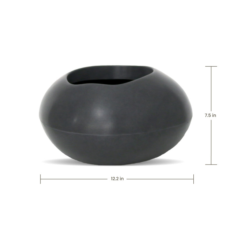 Dhruvin ECOBO Eco-Friendly Round Pot Planter, Rochas Indoor/Outdoor Four Season Use, Marbled Black