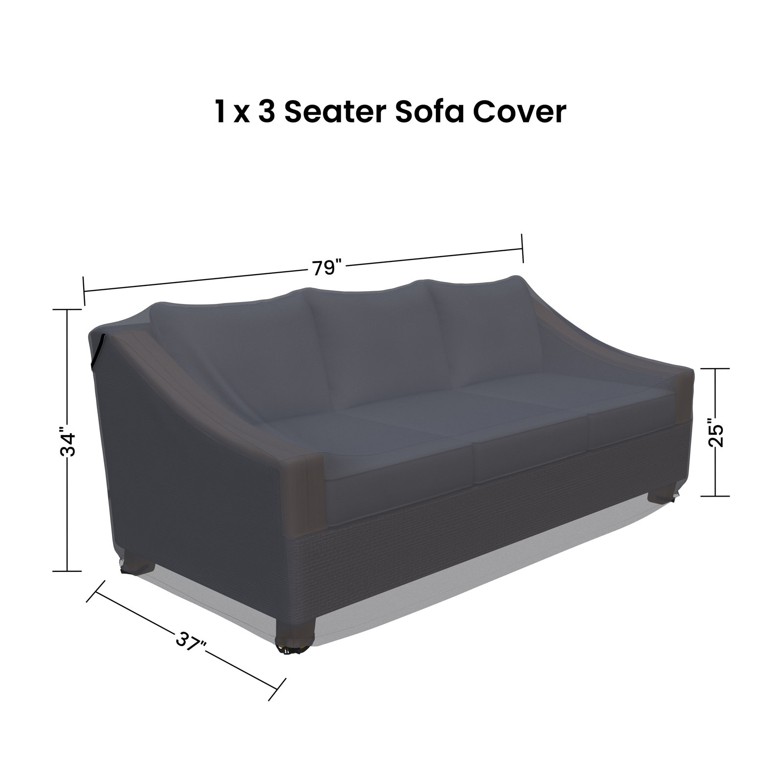 3-Seater Metal Outdoor Patio Sofa Cover