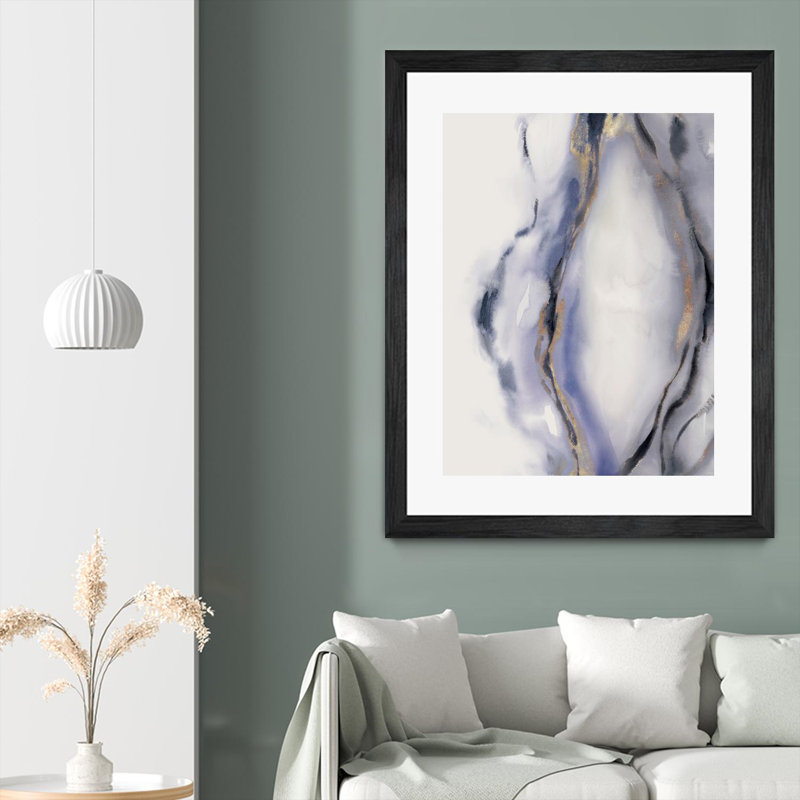 Blue Waters II 30x40 Black Framed Canvas Art