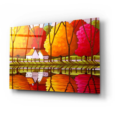 Red Barrel Studio «Roadway Fall Reflection» par Cathy Horvath-Buchanan, art mural en verre acrylique