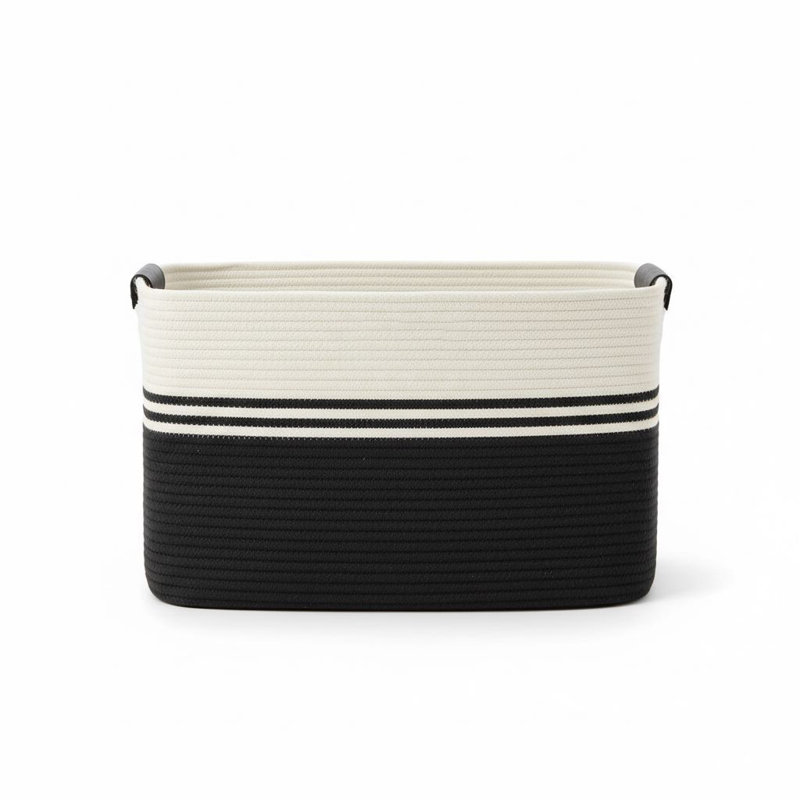 Panier à corde tissé 24 po x 16 po x 14 po 86 po avec poignées en cuir pour le rangement des vêtements, des couvertures et des jouets