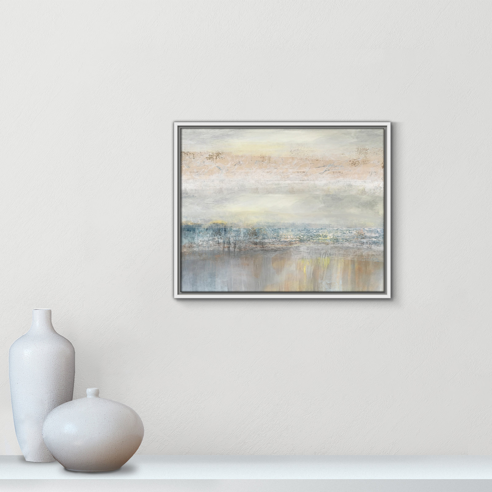From A Distance by Nan - Painting Print, Picture Framed Canvas, 17.5" H x 21.5" W, Espresso