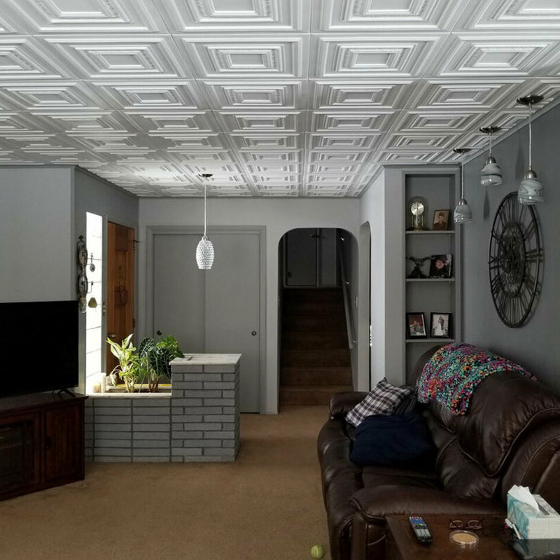 Chestnut Grove 1.6 ft. x 1.6 ft. Polystyrene Glue-up Ceiling Tile, Plain White
