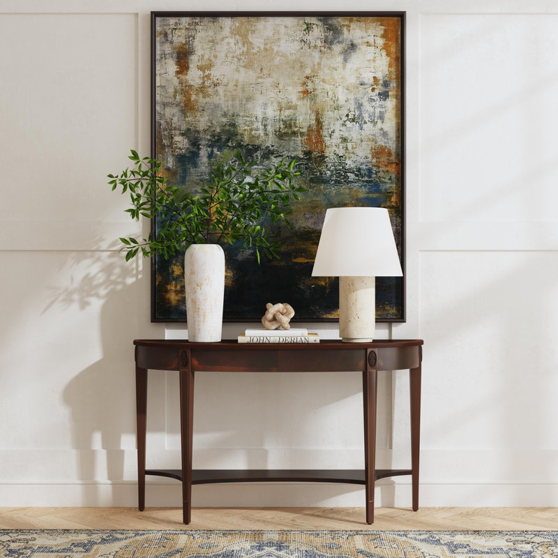 Astor 54"W Demilune Console Table, Olive Ash Burl
