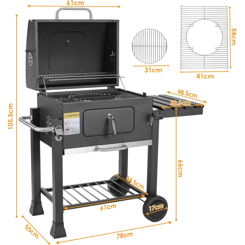 LIFERUN 78cm W Charcoal Grill