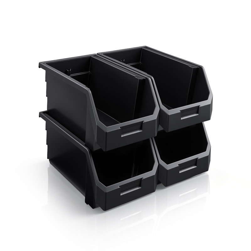 Sorbus - Paquet de 4 grands bacs de rangement pour vêtements empilables - organisateur de garde-robe et garde-robe, Black