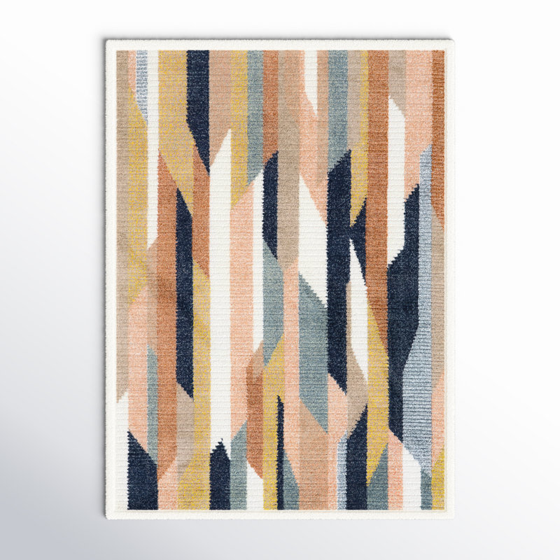 Tapis ivoire / bleu Modern Modern, Rectangle 6 pi 7 po x 9 pi
