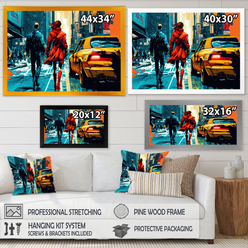 Art mural sur toile New York Love II - City New York, H 24 po x l 32 po x P 1 po, Impression dorée sur toile encadrée