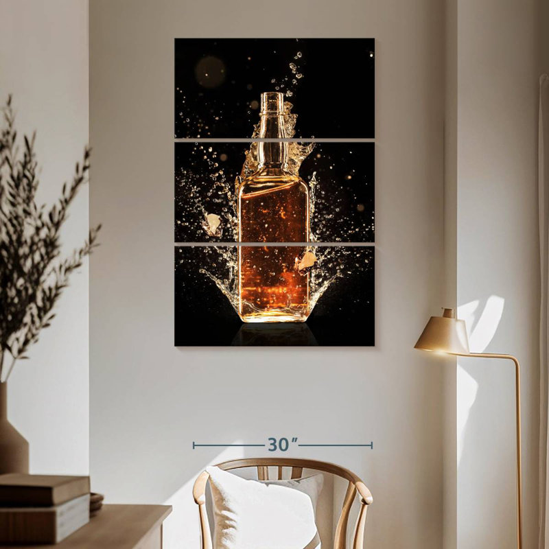 Yarlin Whiskey Bottle Splash, 65" H x 42" W