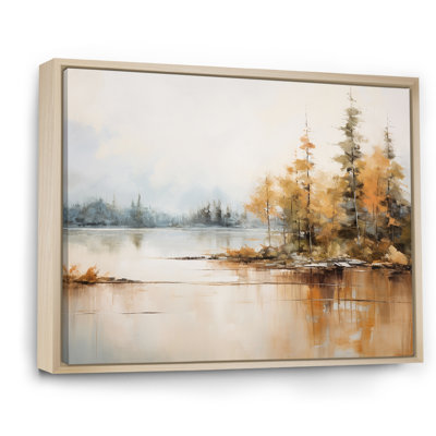 Minimalism Lake Tranquility - Lake River Framed Canvas Print Wall Art