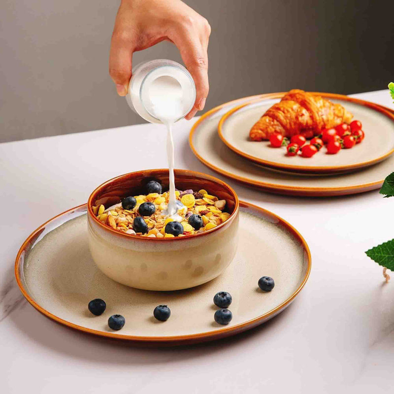 Rinoa Piece Ceramic Dinnerware Set - Service for 4, Cappuccino