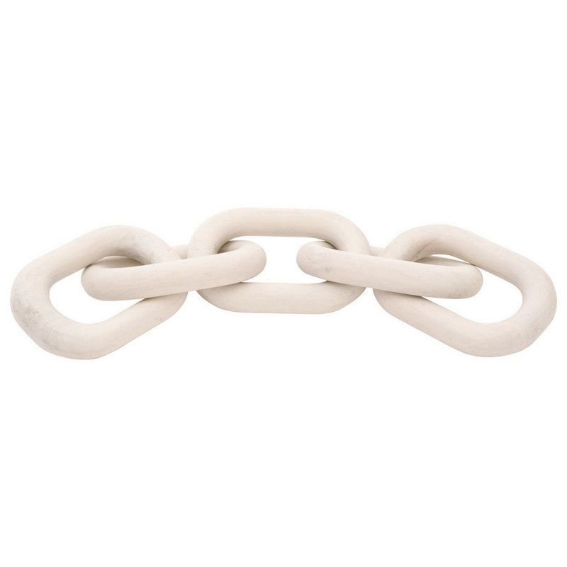 Guthki Kai Reclaimed Wood Chain Links Sculpture, Washed White