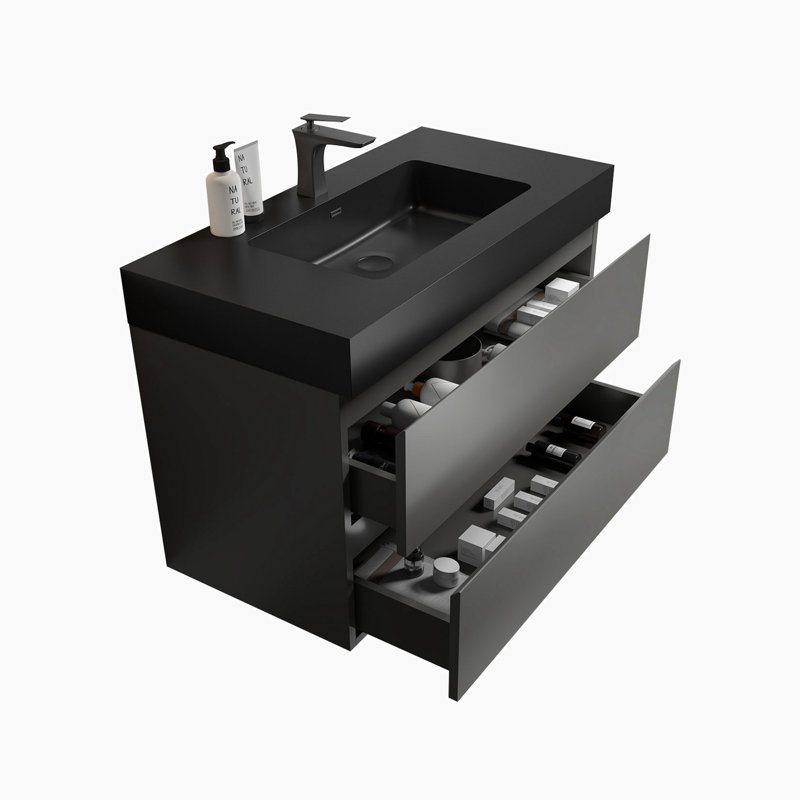 35.8'' Single Bathroom Vanity with Ceramic Top