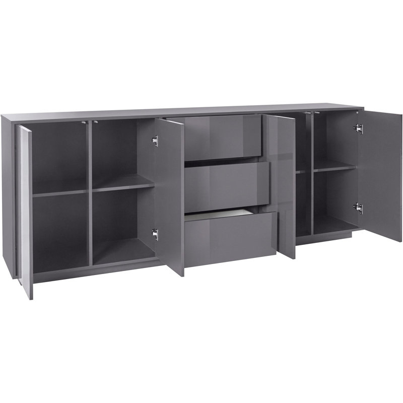 Emina 220cm Sideboard, Anthracite Grey Glossy