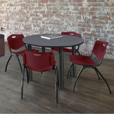 Kee Round Breakroom Table Top, 4 M Stack Chairs