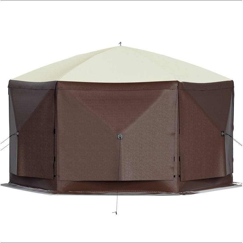 Camping Gazebo Tent, 10'x10', 6 Sided Pop-up Canopy Screen Tent for 8 Person Camping, Waterproof Screen Shelter w/Portable Storage Bag, Ground Stakes, Mesh Windows