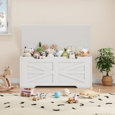39.4" Storage Chest, Toy Chest for Boys Girls, Storage Bench with Safety Hinge, Farmhouse Storage Trunk for Entryway, Living Room, Bedroom, Playroom