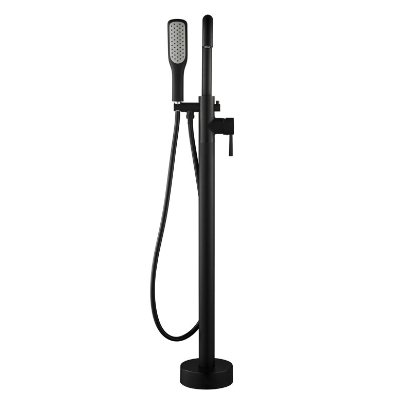 Robinet de baignoire autoportant monocommande à fixation au sol, Noir mat