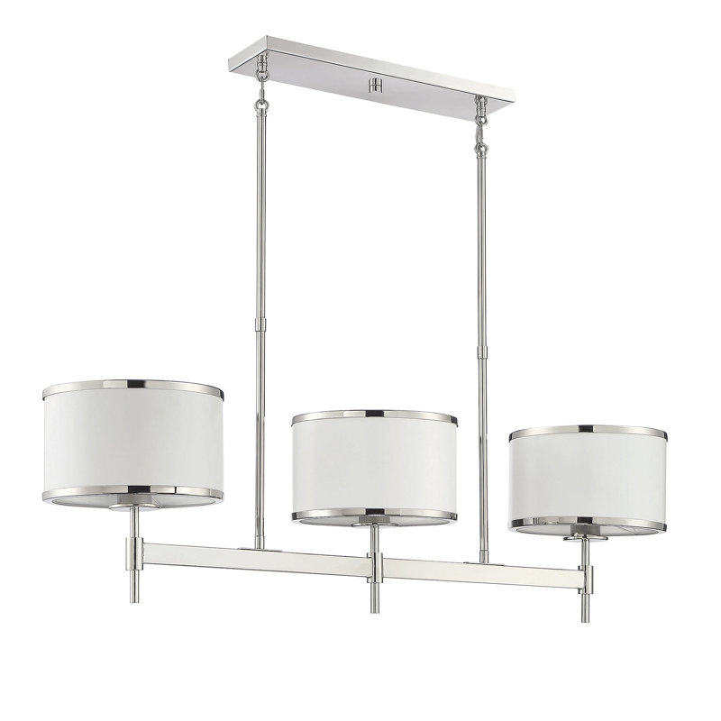 Braselton 3 - Light Kitchen Island Pendant, White, Polished Nickel