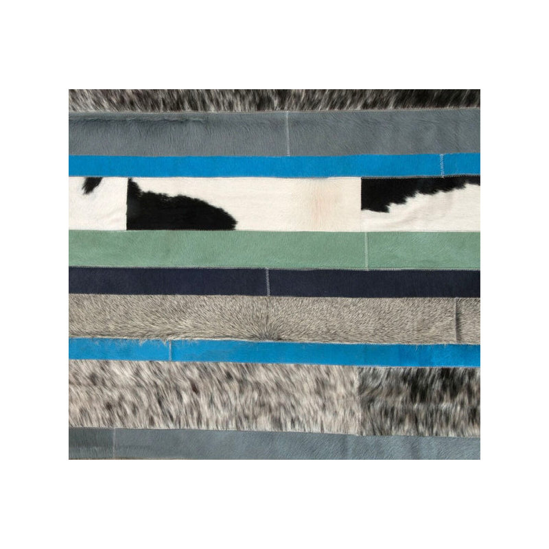 Art Hide Cowhide Area Rug in Blue, Rectangle 6' x 9'