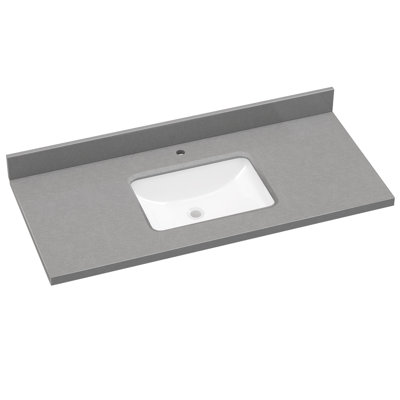 48 In. W X 22 In. D Cultured Marble Gray Rectangular Right Single Sink Bath Vanity Top With Backsplash Countertop In Gray