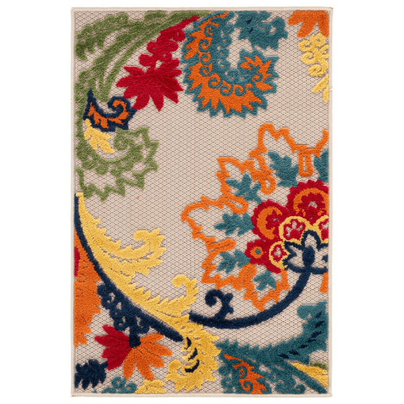 Purcellville Performance Floral Indoor/Outdoor Area Rug, Rectangle 2' x 3'