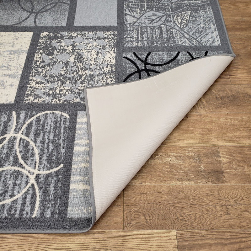 Tapis gris à motif géométrique Blandi, Rectangle 3 pi 3 po x 5 pi