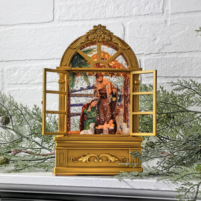  9"Led Holy Family Arch Window Globe