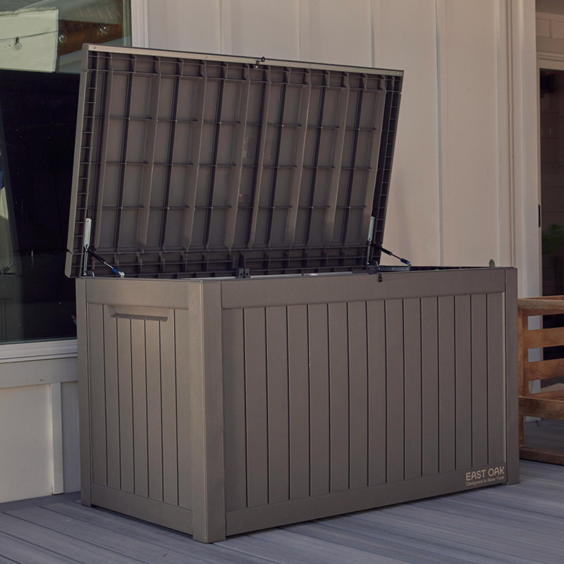 Gray 230 Gallon Lockable Weather-Resistant Plastic Deck Box