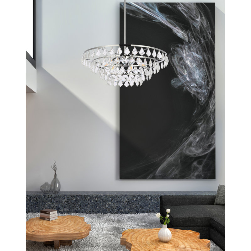 Marina Dimmable Tiered Chandelier, Chrome, 58" H x 28" W x 28" D