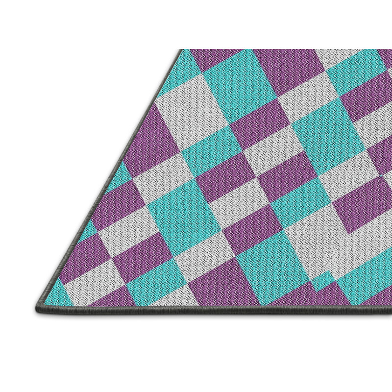 Tapis décoratif bleu géométrique Schermerhorn, Rectangle 2 pi x 3 pi