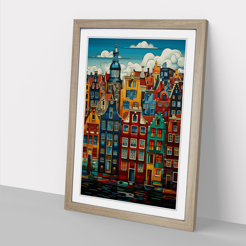 Amsterdam Geometric No.2 - Framed Print, Oak , 64cm H x 46cm W x 2cm D