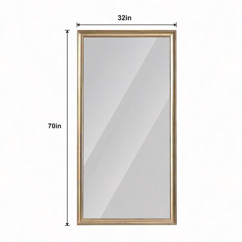 Miroir de plancher 32 po x 70 po avec structure en bois artificiel, conception élégante et durabilité, un incontournable pour les chambres à coucher, les magasins de vêtements et les salons