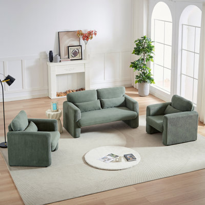 Canapé moderne en velours côtelé 60 po avec deux canapés simples de 33 po, canapé avec coussin de soutien, pour appartement, bureau, salon