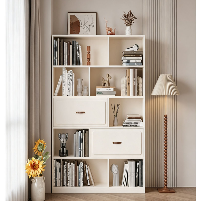 Bibliothèque de style crème française, H 70,87 po x l 31,5 po x P 11,81 po