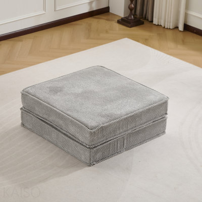 Canapé à compression Mahjong, canapé-lit à plancher convertible, canapé modulaire modulaire désossé Diy, aucun assemblage requis, tissu polaire circulaire, 1 repose-pieds, gris clair