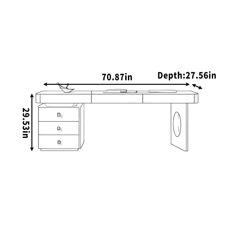 Embry, Blanc / Doré, H 29,53 po x l 70,87 po x P 27,56 po