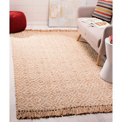 Tapis en jute tissé à la main, 6,6 x 9,5 pieds | Jute 100% naturel, sans velours | Durable et écologique, facile à nettoyer avec l'aspirateur | Parfait pour le salon et la salle à manger, conception élégante de couleur naturelle