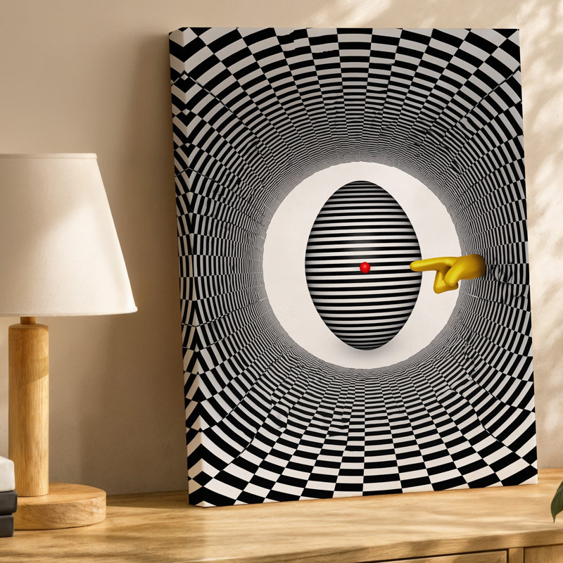 "Toile", "Abstract illusion optique abstraite", avec un tunnel cylindrique avec art mural, H 12 po x l 9 po