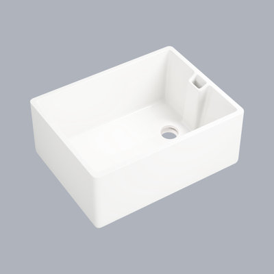 Évier de cuisine en céramique blanche à cuve simple 23,6 po x 18 po, à égratignures et à taches, lisse, facile à effacer, L 23,6 po x l 18 po, à gratter, teinture, outils de purification