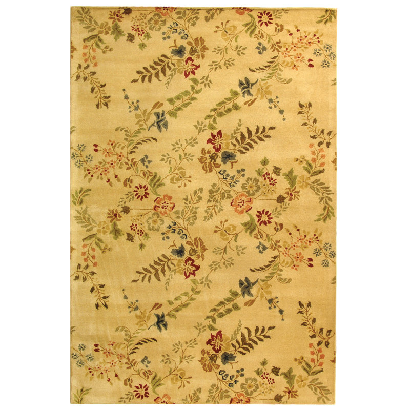 Jakahri Metro Hand Tufted Wool Pile Floral Rug, Rectangle 4' x 6'