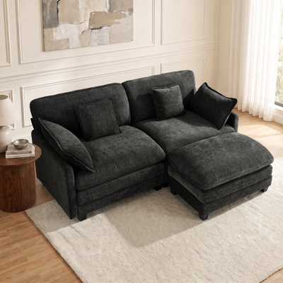 75.8" Modular Sectional Sofa, 2-Seat L Shaped Couch with Reversible Ottoman