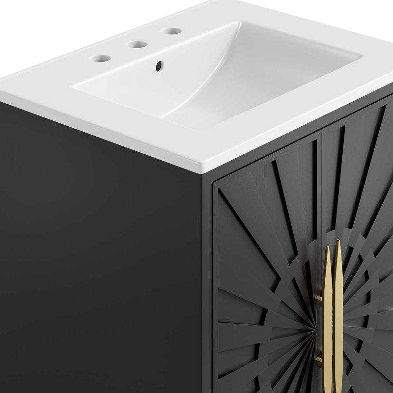 Awaken 24" Black and White Bathroom Vanity with Gold Accents