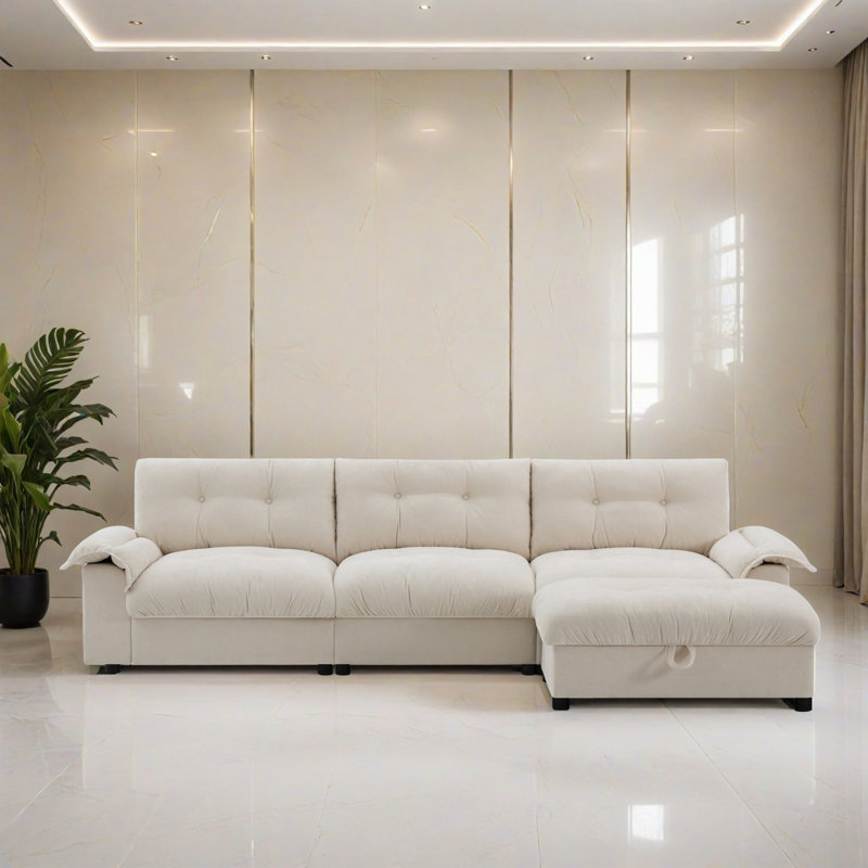 Canapé modulaire réversible avec repose-pieds 104,02 po, Chenille beige