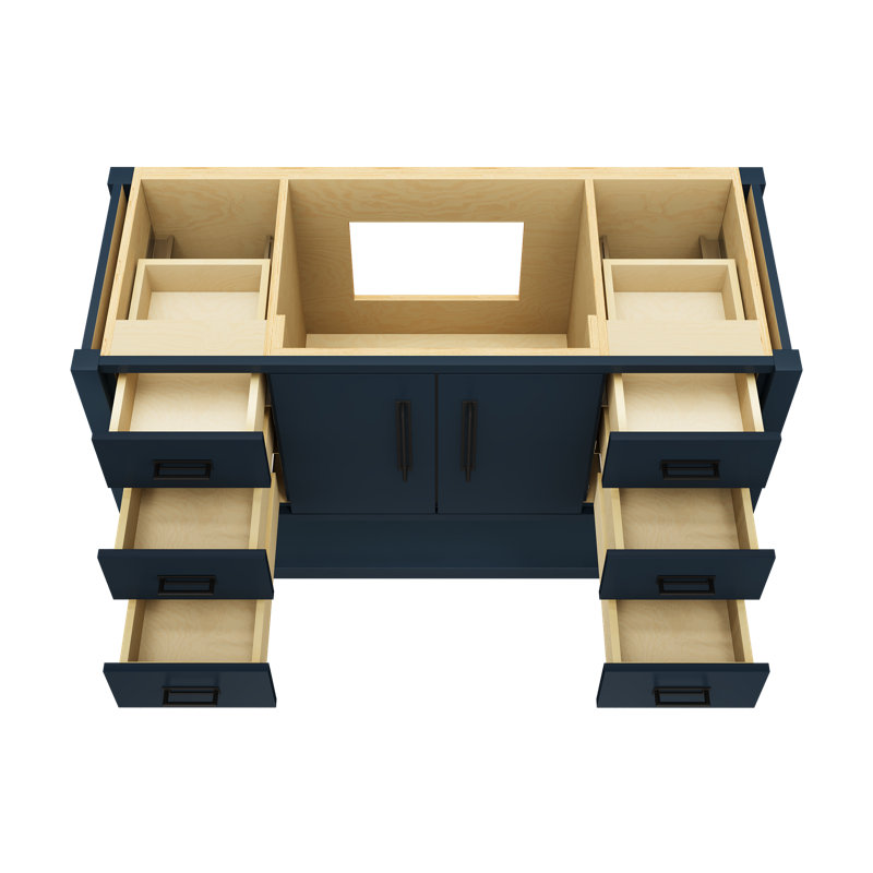 Kiawah Single Extra Wide Bath Vanity, Hague Blue, Matte Black, 54"