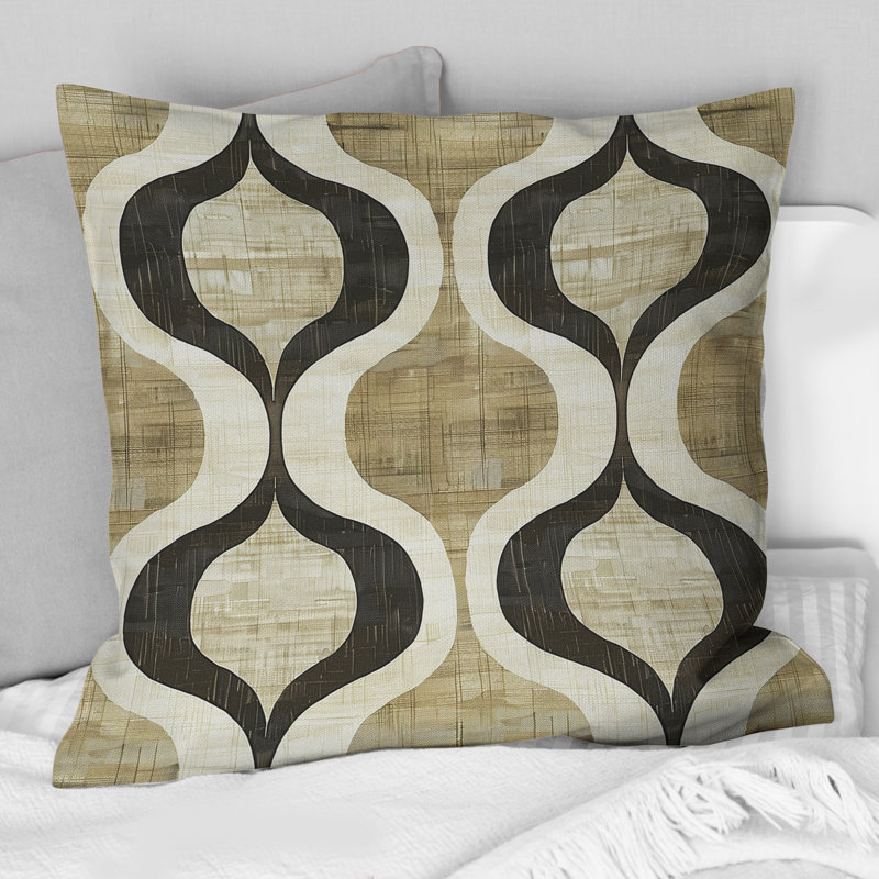 Coussin Beige noir Mid-Century Reto Trellis - Mid-Century, H 16 po x l 16 po