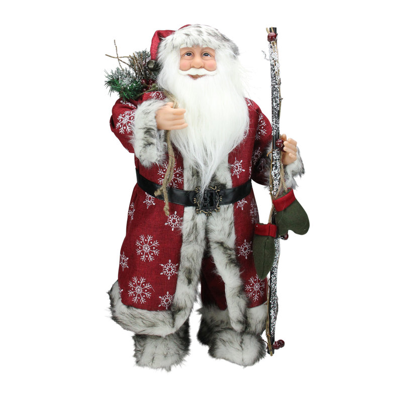 24" Snowflake Santa Claus with Staff and Mittens Christmas Figure